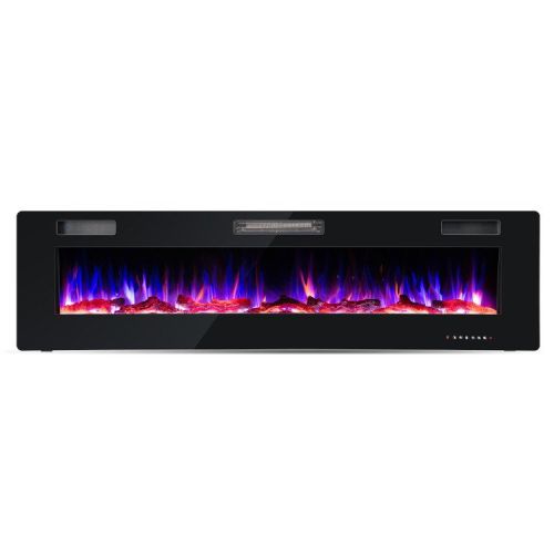 68 Inch Ultra-Thin Electric Fireplace Recessed Wall Mounted with Crystal Log Decoration 68 Inch Ultra-Thin Electric Fireplace Recessed Wall Mounted with Crystal Log Decoration