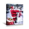 Framed Canvas Wall Art Decor Painting For Chrismas, Santa Claus Hugging Snowman Painting For Chrismas Gift, Decoration For Chrismas Eve Office Living