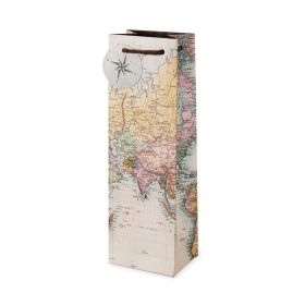 Vintage World Map Single Bottle Wine Bag by Cakewalk