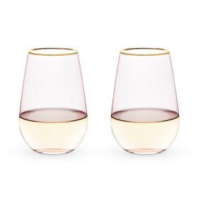 Rose 18 oz. Crystal Stemless Wine Glass Set of 4 by Twine