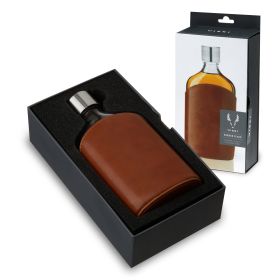 Admiral Parker Leather-Wrapped Glass Flask Viski