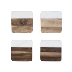 Marble & Acacia Coaster Set by Twine