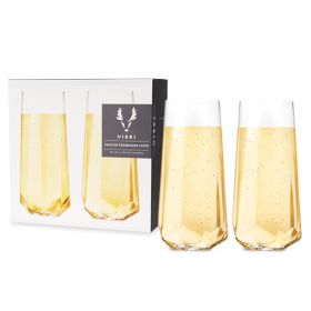 Faceted Crystal Stemless Champagne Flutes by Viski