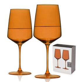 Reserve Nouveau Crystal Wine Glasses in Amber Viski