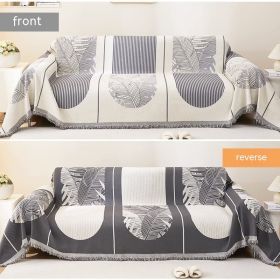 Chenille Sofa Cover Towel Four Seasons (Option: Feather Leaf Gray-180x300cm)