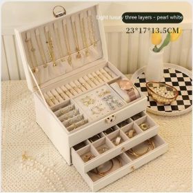 Three Layer Lockable Jewelry Storage Box (Option: White-Three layers)