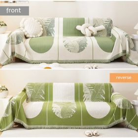 Chenille Sofa Cover Towel Four Seasons (Option: Feather Leaf Green-180x260cm)