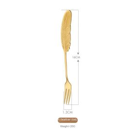 Stainless Steel Small Spoon Wedding Gift (Option: Feather Fork Gold)