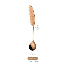 Stainless Steel Small Spoon Wedding Gift (Option: Feather Spoon Rose Gold)