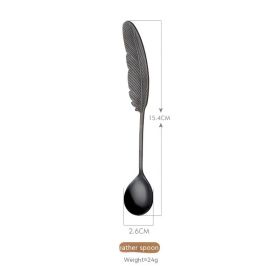 Stainless Steel Small Spoon Wedding Gift (Option: Feather Spoon Black)