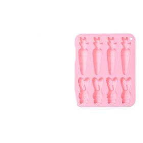 8-piece Carrot Rabbit Shape Silicone Baking Mold (Color: Pink)