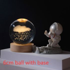 Cosmos Series Luminous Crystal Ball Night Light Desktop Ornament (Option: Nimbus-6cm ball with base)