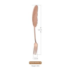 Stainless Steel Small Spoon Wedding Gift (Option: Feather Fork Rose Gold)