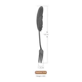 Stainless Steel Small Spoon Wedding Gift (Option: Feather Fork Black)