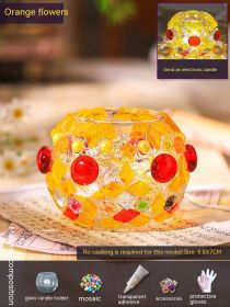 Handmade Diy Mosaic Candlestick Material Package (Option: Orange Flowers)