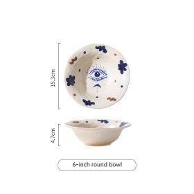 Retro Creative Ceramic Soup Plate (Option: 6 Inch Big Eyes Bowl)