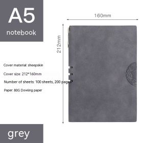 Sheepskin Notebook Business A5 Soft Leather Notepad (Option: A5-Gray)