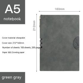 Sheepskin Notebook Business A5 Soft Leather Notepad (Option: A5-Light Green)