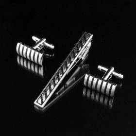 Striped Men's Cufflinks Tie Clip High Quality Metal Cuff Buttons (Option: TZ011-Copper)