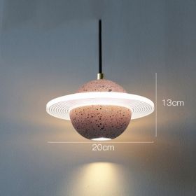 Planet Small Chandelier Red Single Head Bedroom Bedside Lamp (Option: Double glossy sand pink-220v)