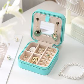 Jewelry Box Travel Portable With Mirror Ornament (Option: Blue-10x10x5cm)