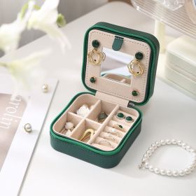 Jewelry Box Travel Portable With Mirror Ornament (Option: Dark Green-10x10x5cm)