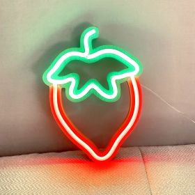 Strawberry Neon Led Modeling Lamp Party Decoration Ambience Light (Option: Red Strawberry-USB)