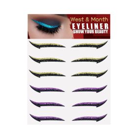 European And American Eyeliner Stickers Six Pairs (Option: Purple Gold)