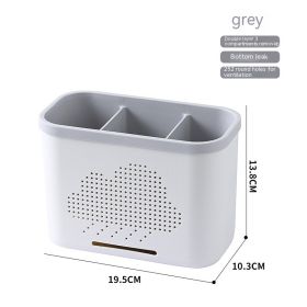 Chopsticks Box Multi-functional Household Draining Storage Kitchen Rack (Option: 3 Grid Gray)