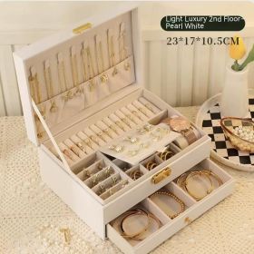 Three Layer Lockable Jewelry Storage Box (Option: White-Bilayer)