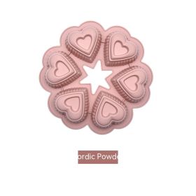 Silicone Chiffon Cake Mold 6-piece Heart-shaped Western Dessert (Option: Nordic Pink)