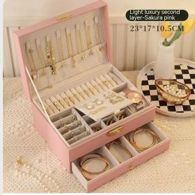 Three Layer Lockable Jewelry Storage Box (Option: Pink-Bilayer)