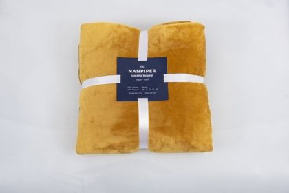 Elegant Double-sided Flannel Blanket Soft Four Seasons Universal Cover Blanket Air Conditioning Blanket (Option: Turmeric-127cmx165cm)