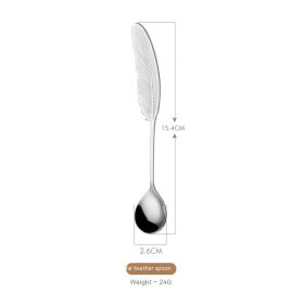 Stainless Steel Small Spoon Wedding Gift (Option: Feather Spoon Silver)