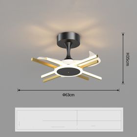 Nordic Light Luxury Living Room Fan Lamp Simple New Style (Option: Black gold-63CM)