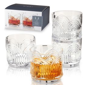 Deco Beau Crystal Lowball Tumblers Viski (Color: Clear, Material: lead free crystal)