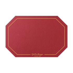 Octagonal Leather Placemat Waterproof Household Table Mat Heat Proof Mat Placemat (Option: Lafite Red)