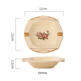 European-style Ceramic Tableware Household Rice Bowl Soup Bowl Bowl Dish & Plate Fruit Plate Dim Sum Plate (Option: Golden Rose Beige Ashtray)