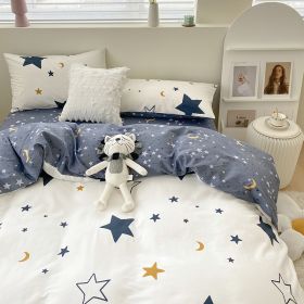 Four Piece Set Of Pure Cotton Bedding (Option: Starry Night-1.8m Bedsheet style)