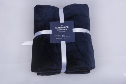 Elegant Double-sided Flannel Blanket Soft Four Seasons Universal Cover Blanket Air Conditioning Blanket (Option: Navy Blue-165cmx203cm)