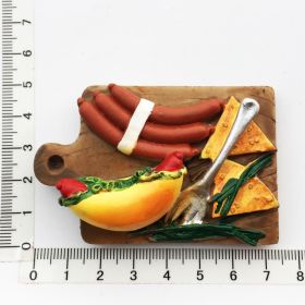 Food Tourism Commemorative Decorative Crafts Painted Magnetic Refridgerator Magnets (Option: Sandwich Roasted Sausage)