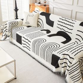 Modern Style Four Seasons Universal Chenille Secret Line Sofa Towel (Option: Secret Lines Black-180x420cm)