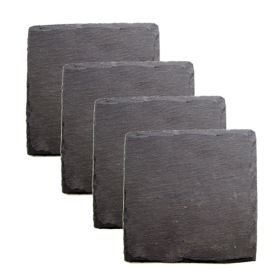 Square Slate Coasters by Twine (Color: Black, Material: slate)